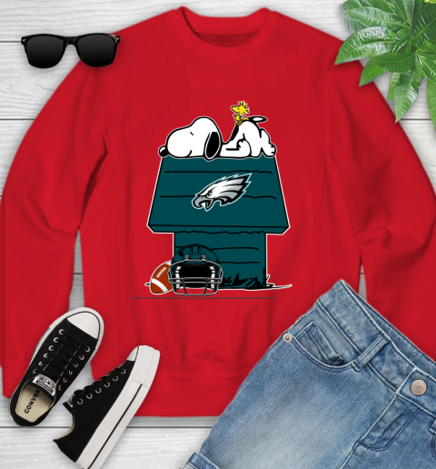 Philadelphia Eagles NFL Football Snoopy Woodstock The Peanuts Movie Youth Sweatshirt 9