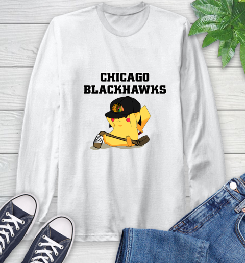 NHL Pikachu Hockey Sports Chicago Blackhawks Long Sleeve T-Shirt