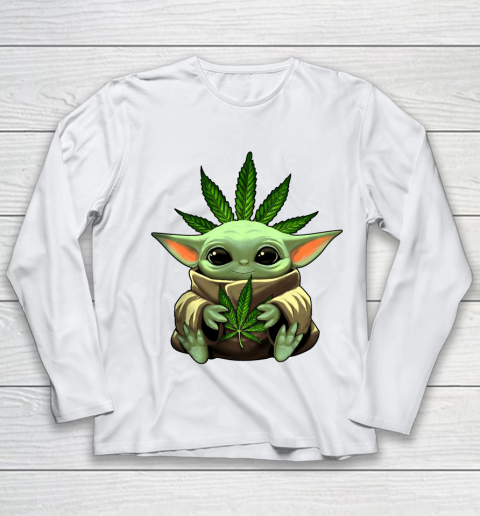 Baby Yoda Hug Marijuana Canabis Youth Long Sleeve 2