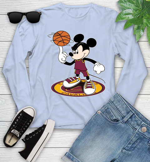 NBA Basketball Cleveland Cavaliers Cheerful Mickey Disney Shirt Youth Long Sleeve 9