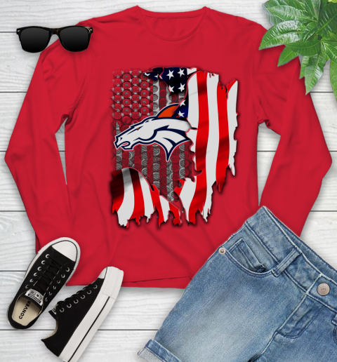 Denver Broncos NFL Football American Flag Youth Long Sleeve 11