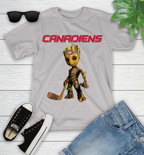 Montreal Canadiens NHL Hockey Groot Marvel Guardians Of The Galaxy Youth T-Shirt 12