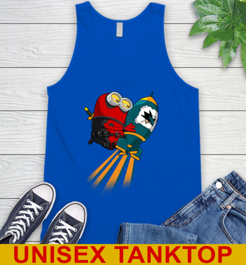 NHL Hockey San Jose Sharks Deadpool Minion Marvel Shirt Tank Top 4