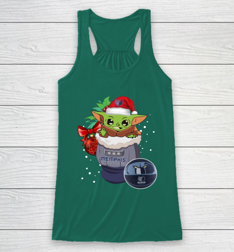 Memphis Grizzlies Christmas Baby Yoda Star Wars Funny Happy NBA Racerback Tank 6