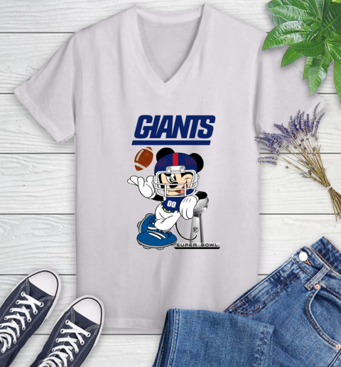 NFL newyork giants Mickey Mouse Disney Super Bowl Football T Shirt Women's V-Neck T-Shirt
