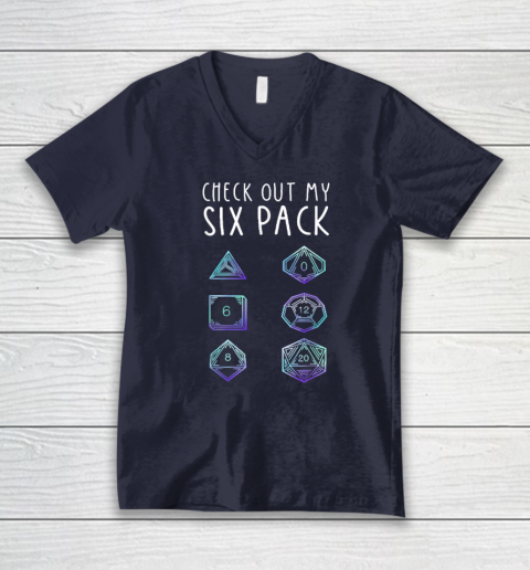 Funny Check Out My Six Pack Dice For Dragons D20 RPG Gamer V-Neck T-Shirt 2