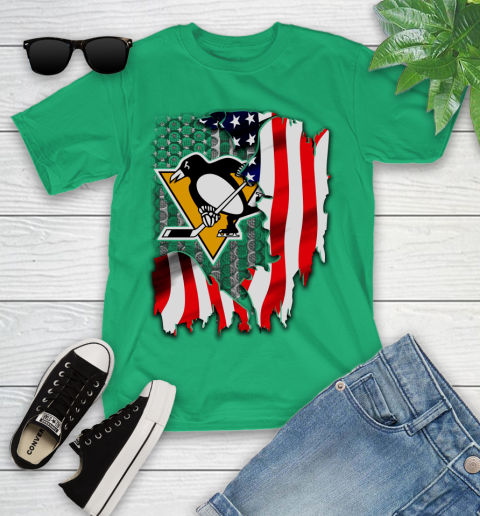 Pittsburgh Penguins NHL Hockey American Flag Youth T-Shirt 8