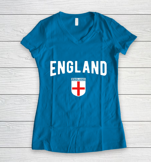 England Soccer Jersey 2021 2022 Football Team Women's V-Neck T-Shirt 5
