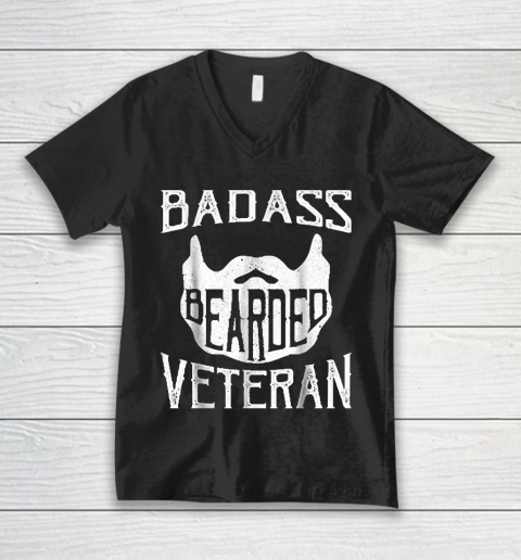 Grandpa Funny Gift Apparel  Badass Bearded Uncle Grandpa Dad Veterans Day V-Neck T-Shirt
