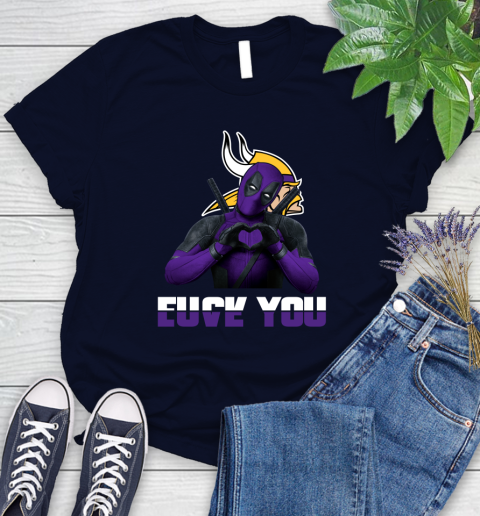 NHL Minnesota Vikings Deadpool Love You Fuck You Football Sports Women's T-Shirt 2