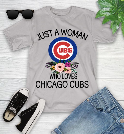 MLB Just A Woman Who Loves Chicago Cubs Baseball Sports Youth T-Shirt 10