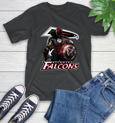 NFL Captain America Thor Spider Man Hawkeye Avengers Endgame Football Atlanta Falcons T-Shirt 2