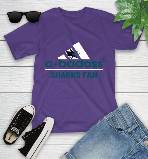 NHL A Badass San Jose Sharks Fan Adidas Hockey Sports Youth T-Shirt 3