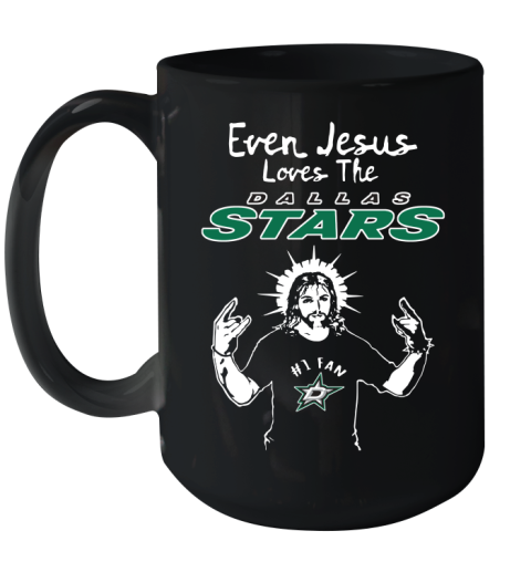 Dallas Stars NHL Hockey Even Jesus Loves The Stars Shirt Ceramic Mug 15oz