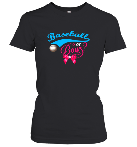 Cute Baseball or Bows Gender Reveal Party Women's T-Shirt