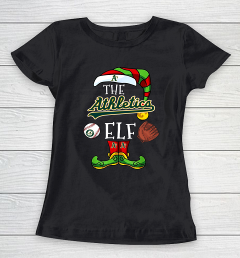 Oakland Athletics Christmas ELF Funny MLB Women's T-Shirt