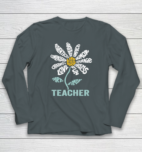 Life is good Teacher Daisy T shirt Teach School Sunflower Long Sleeve T-Shirt 3
