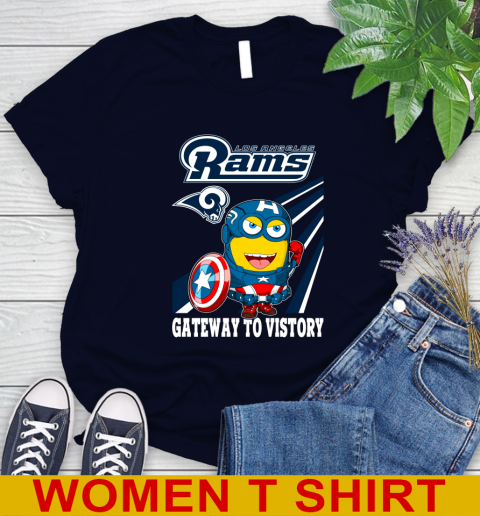 NFL Football Los Angeles Rams Captain America Marvel Avengers Minion Shirt Women's T-Shirt 2