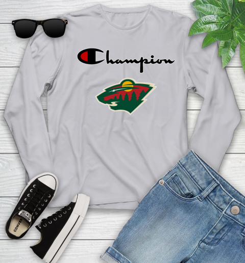 NHL Hockey Minnesota Wild Champion Shirt Youth Long Sleeve 3