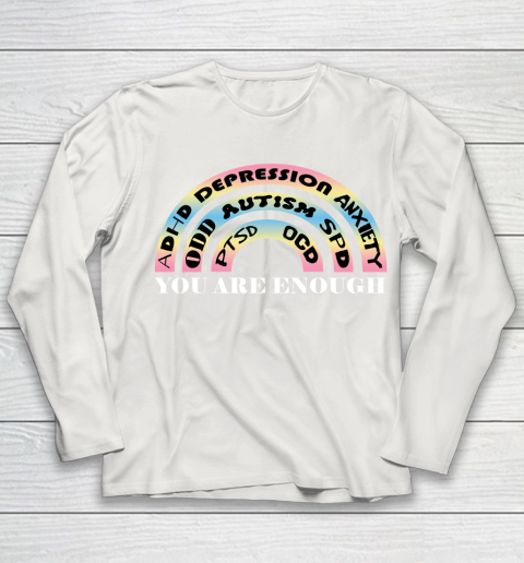 You Are Enough Rainbow Pastel Color Lovers Disability Awareness SPED Gifts Special Educators Advocat Autism Awareness Youth Long Sleeve - Image 9