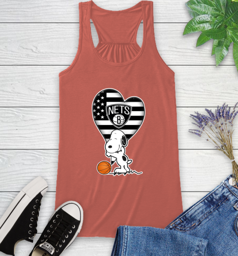 Brooklyn Nets NBA Basketball The Peanuts Movie Adorable Snoopy Racerback Tank 4