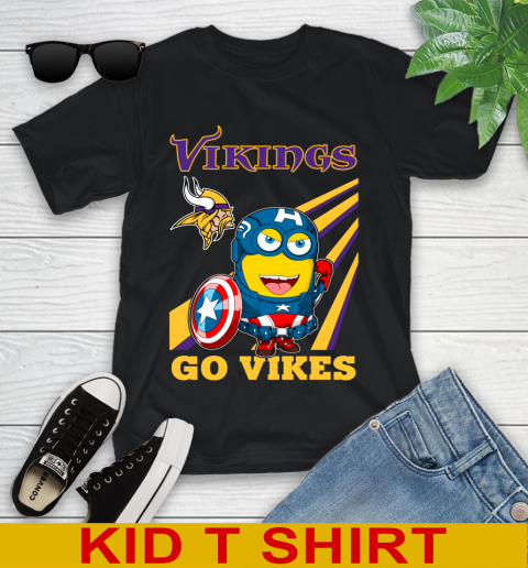 NFL Football Minnesota Vikings Captain America Marvel Avengers Minion Shirt Youth T-Shirt