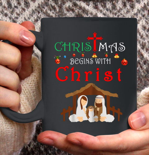 Christmas Begins With Christ T Shirt Christian Holiday Ceramic Mug 11oz