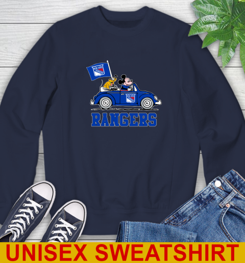 NHL Hockey New York Rangers Pluto Mickey Driving Disney Shirt Sweatshirt 3