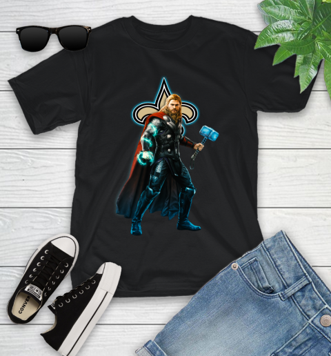 NFL Thor Avengers Endgame Football New Orleans Saints Youth T-Shirt 2