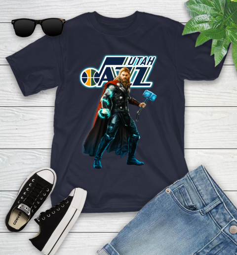 NBA Thor Avengers Endgame Basketball Utah Jazz Youth T-Shirt 3