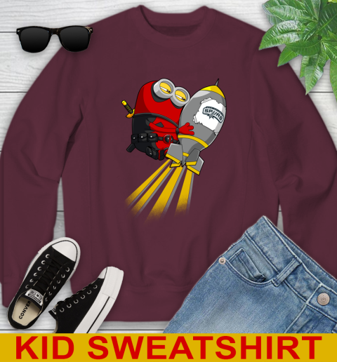 NBA Basketball San Antonio Spurs Deadpool Minion Marvel Shirt Youth Sweatshirt 4