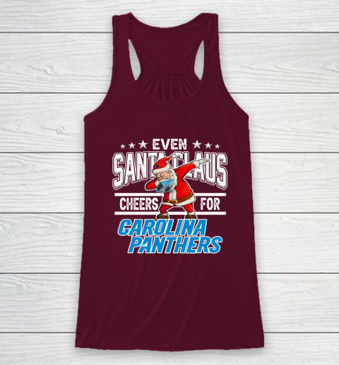 Carolina Panthers Even Santa Claus Cheers For Christmas NFL Racerback Tank 2