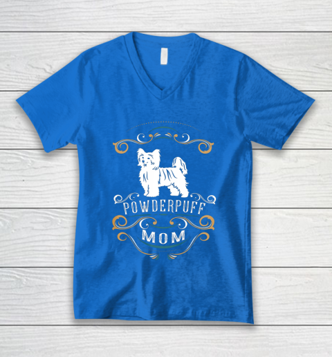 Dog Mom Shirt Powderpuff Mom Chinese Crested Dog V-Neck T-Shirt 5