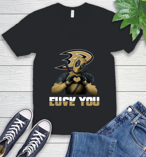 NHL Deadpool Love You Fuck You Hockey Sports V-Neck T-Shirt