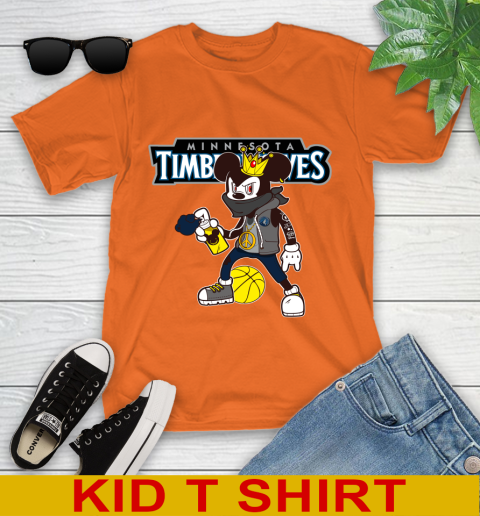 Minnesota Timberwolves NBA Basketball Mickey Peace Sign Sports Youth T-Shirt 7
