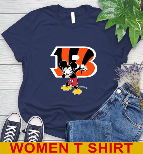 Cincinnati Bengals NFL Football Dabbing Mickey Disney Sports Women's T-Shirt 12