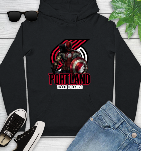 Portland Trail Blazers NBA Basketball Captain America Thor Spider Man Hawkeye Avengers Youth Hoodie 2