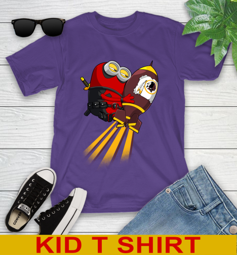 NFL Football Washington Redskins Deadpool Minion Marvel Shirt Youth T-Shirt 3
