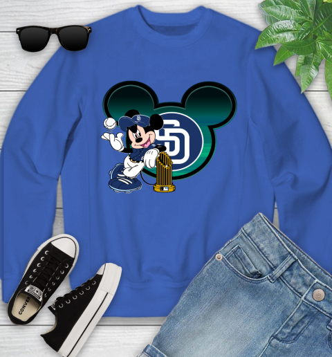 MLB San Diego Padres The Commissioner's Trophy Mickey Mouse Disney Youth Sweatshirt 8