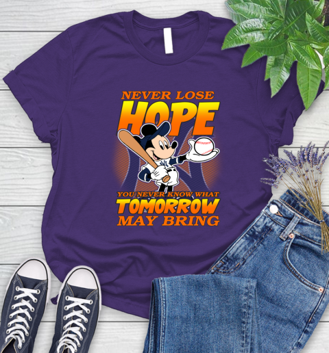 New York Yankees MLB Baseball Mickey Disney Never Lose Hope Women's T-Shirt 4