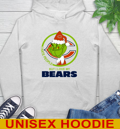 Chicago Bears NFL Christmas Grinch I Hate People But I Love My Favorite Football Team Hoodie