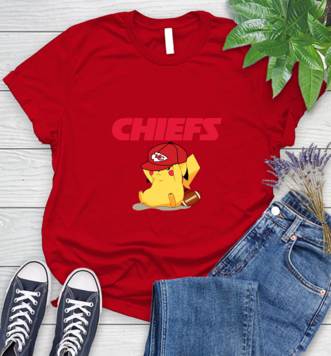 NFL Pikachu Football Sports Kansas City Chiefs Women's T-Shirt 9