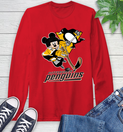 NHL Pittsburgh Penguins Mickey Mouse Disney Hockey T Shirt Long Sleeve T-Shirt 10