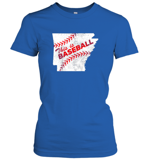 lpn3 this is baseball arkansas with red laces ladies t shirt 20 front royal