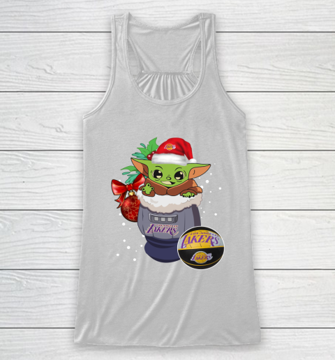 Los Angeles Lakers Christmas Baby Yoda Star Wars Funny Happy NBA Racerback Tank 2