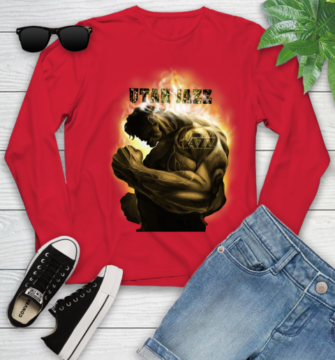 Utah Jazz NBA Basketball Hulk Marvel Avengers Sports Youth Long Sleeve 11