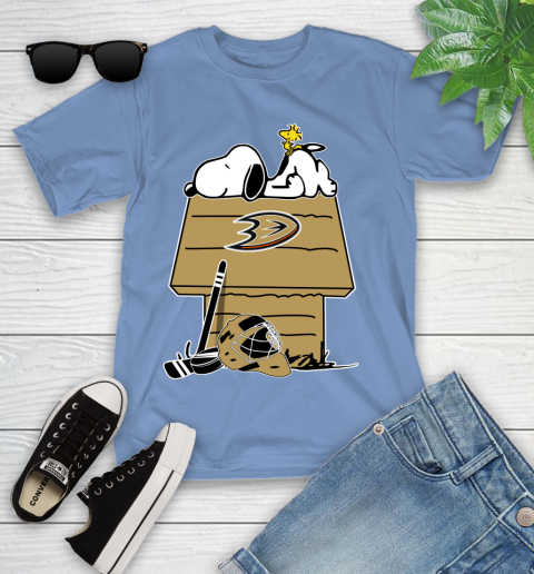 Anaheim Ducks NHL Hockey Snoopy Woodstock The Peanuts Movie Youth T-Shirt 11