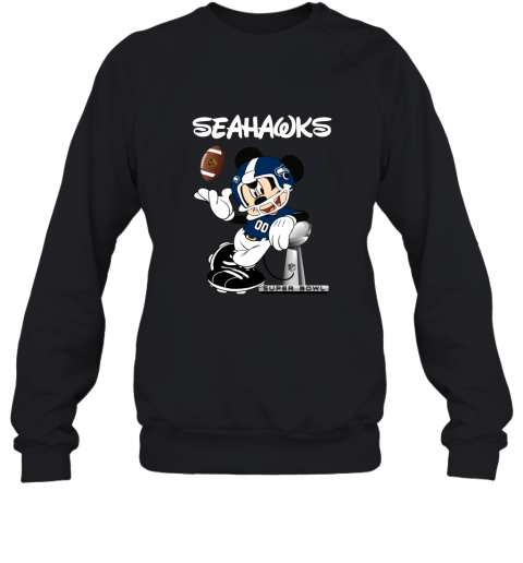 Mickey Seahawks Taking The Super Bowl Trophy Football Sweatshirt