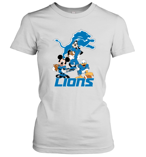 Mickey Donald Goofy The Three Detroit Lions Football Women's T-Shirt
