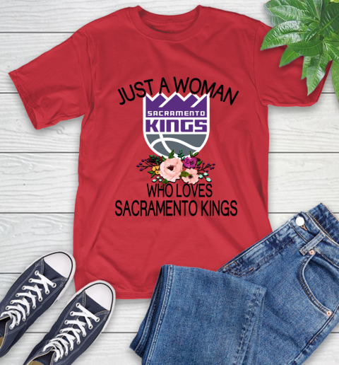 NBA Just A Woman Who Loves Sacramento Kings Basketball Sports T-Shirt 10